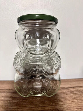 Kraft Vintage 1988 Kraft Peanut Butter Teddy Bear Glass Jar Peanut Butter Teddy